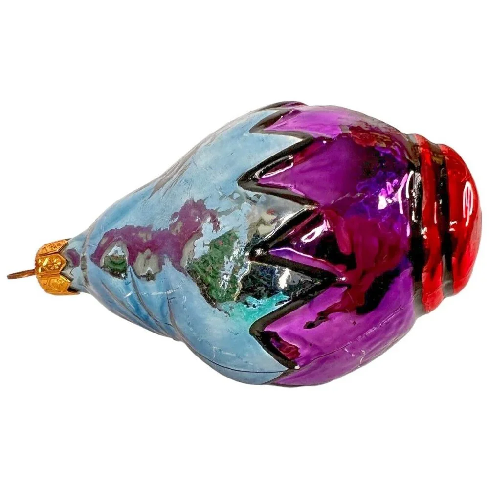 VTG‎ Caliks Artistry Christmas Ornament Blown Glass Hand Painted Peasant Woman